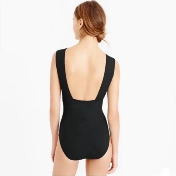 NWT J. Crew Plunging V-Neck One Piece Swimsuit in Black